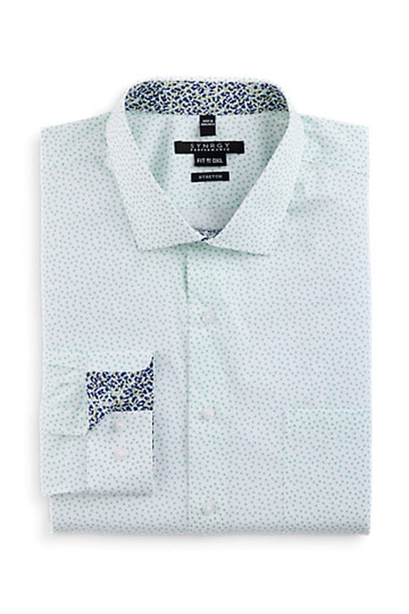 Mini Floral Print Performance Dress Shirt White 18.5