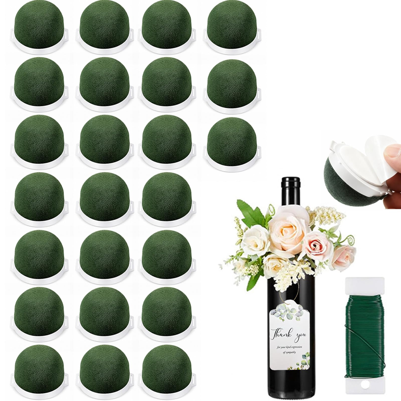 Mini Floral Sphere Floral Foam Holder for Wine Bottle with Green Arrangement Wire Arrangement Supplies