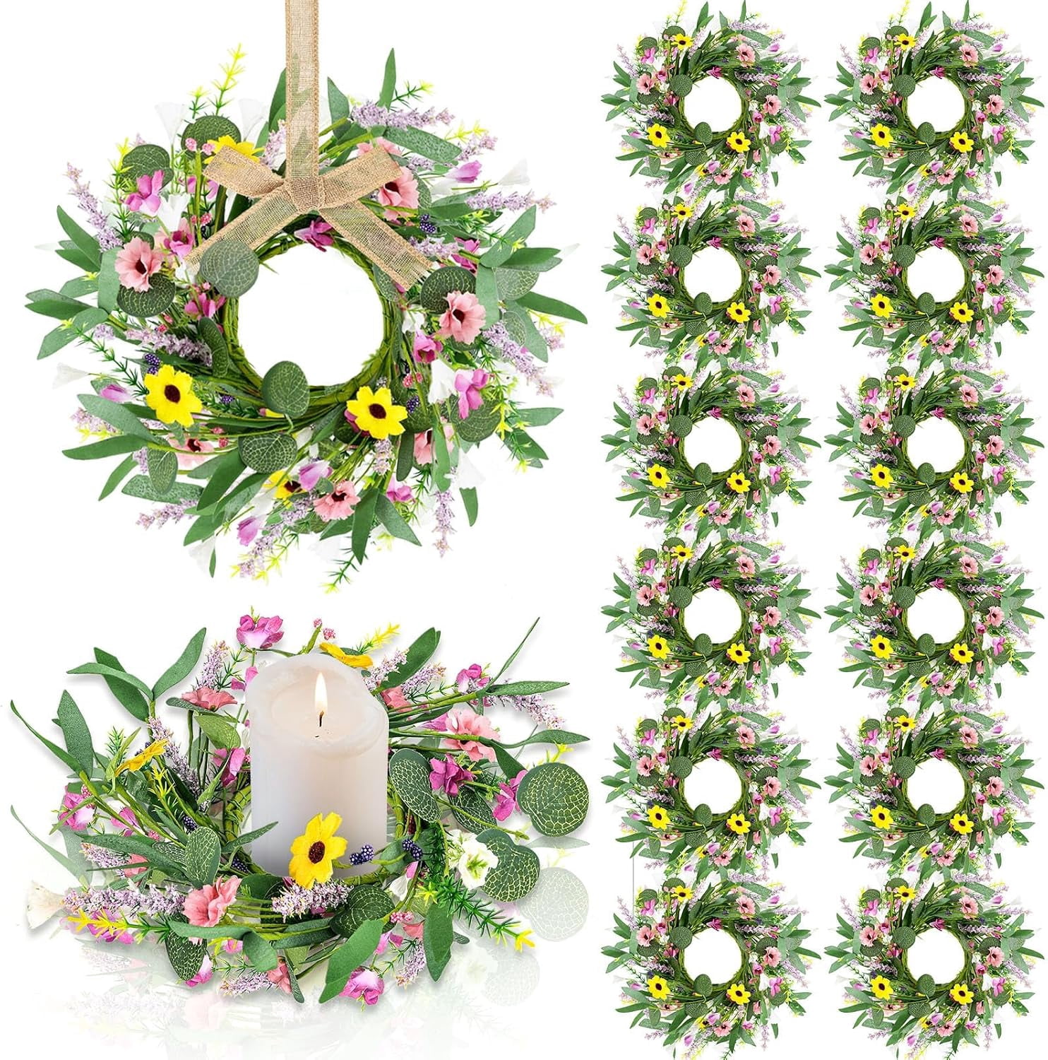 Mini Floral Wreath Candle Rings, 12 Pack, - Walmart.com