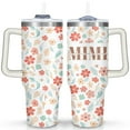 thumbnail image 1 of Mini Flower 40 Oz Tumbler with Handle Lid and Straw, Stainless Steel Double Walled Vacuum Insulated Cup, Cute Anniversary Wedding Birthday Gifts Tumbler for Women Men Friends Outdoor Indoor, 1 of 7
