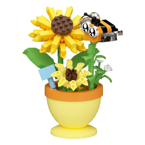 Mini Flower Bonsai with Cute Insects Lotus Dragonfly - DIY Potted Plant Building Blocks for Kids and Adults, Botanical Collection Decor Toy
