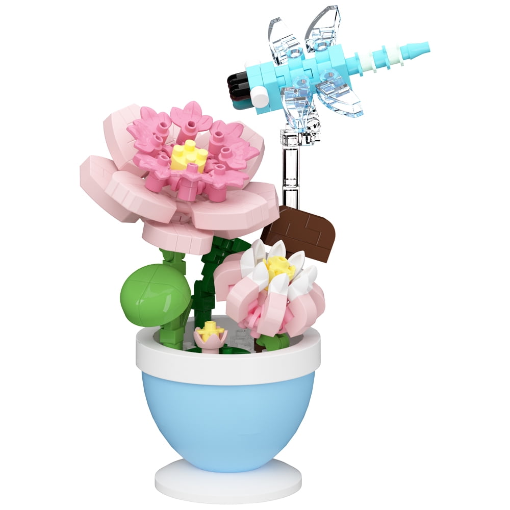 Mini Flower Bonsai with Cute Insects Lotus Dragonfly - DIY Potted Plant ...