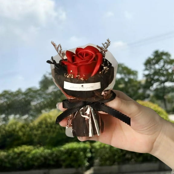 Mini Flower Bouquet, Mini Soap Rose Flower Bouquet for Bridal Baby Shower Wedding Party Boho Decor Gift DIY Crafts,mini flower bouquet toy,Artificial Preserved Flower for Her Women Girls Mom