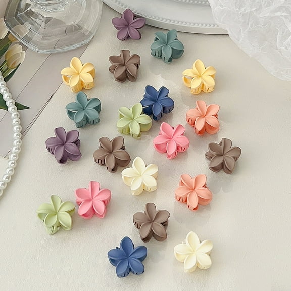 Mini Flower Hair Clips Pack for Women - Creaseless Styling Claw Clips for Bangs and Tiny Hair Styling