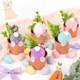 thumbnail image 1 of Mini Flower Pot Easter Bunny Planter Small Decorative Tray Accent for Succulents Home Decor Shelf Desk Spring Ornament(Purple), 1 of 6