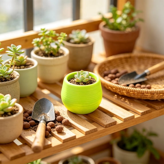 Mini Flower Pot, Small Round Plastic Planter Ribbed Nursery Pot Decorative Succulent Container, Cactus Herb Bonsai Desktop Planter for Home Office Windowsill Garden Decoration