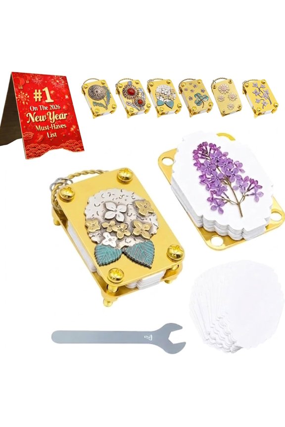 Mini Flower Press Keychain All-in-One Micro Flower Press Kit with Absorbent Sheets and Embossing Plates for On-the-Go Botanical Preservation