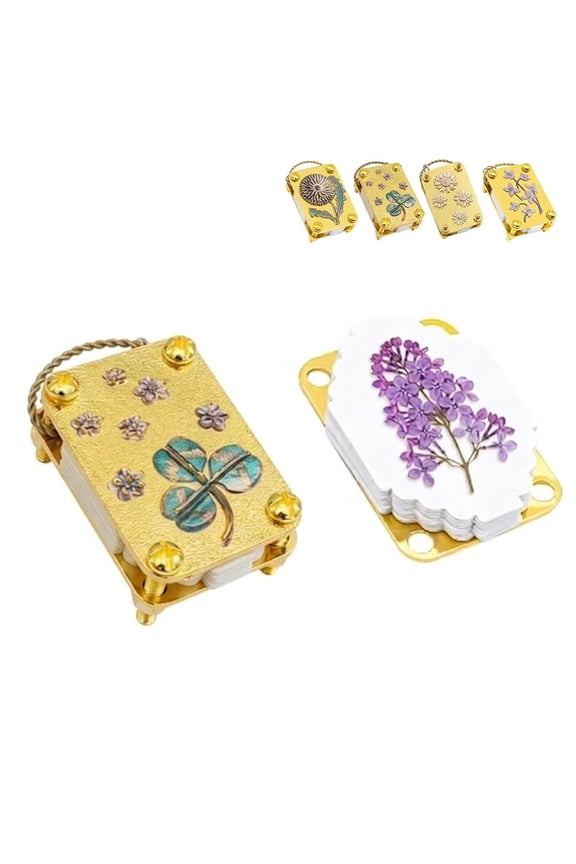 Mini Flower Press Keychain with Full Micro Flower Press Kit, Gold Metal Miniature Flower Preserving Tool, Secure Straps for Hikes & On-The-Go DIY Crafts, Gift for Plant Lovers(A)Q