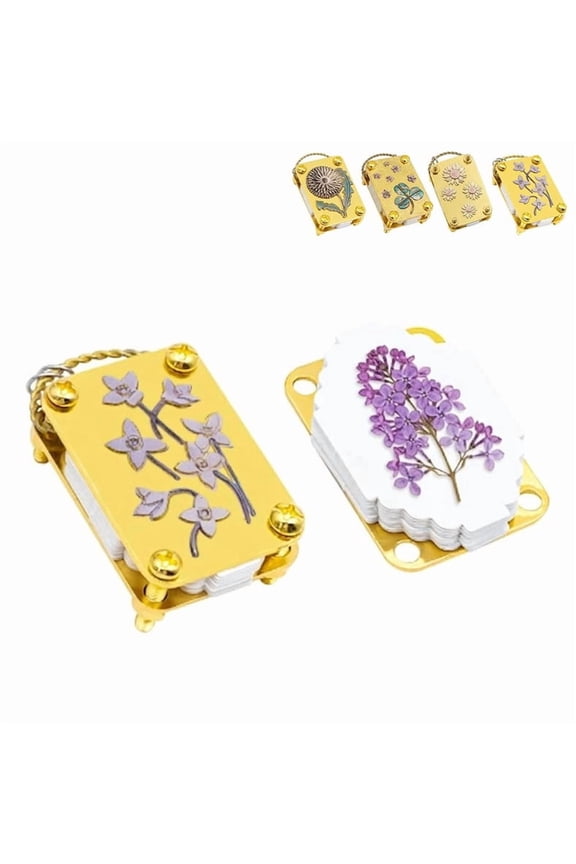 Mini Flower Press Keychain with Full Micro Flower Press Kit, Gold Metal Miniature Flower Preserving Tool, Secure Straps for Hikes & On-The-Go DIY Crafts, Gift for Plant Lovers(B)Q