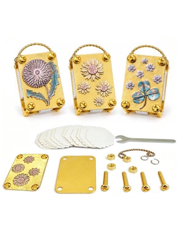 Mini Flower Press Keychain Set,3 Pack, Portable Metal Pocket Flower Press Kit with 60 Blotting Papers, Dandelion Sunflower Clover Pattern, DIY Pressed Flower Crafts Gift for Nature Lovers