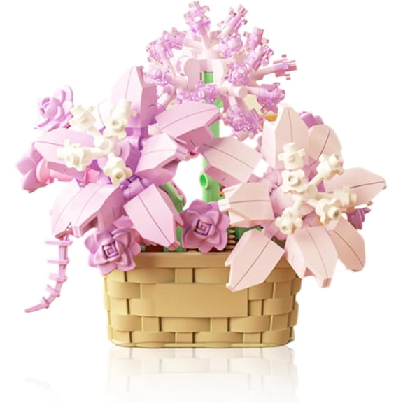 Mini Flowers Building Block Set,Flower Blocks Toys,Plants and Succulent Toys,Building Block Flowerpot,Botanical Collection Birthday Gift for Girls Boys Adults (Violet 201pcs)