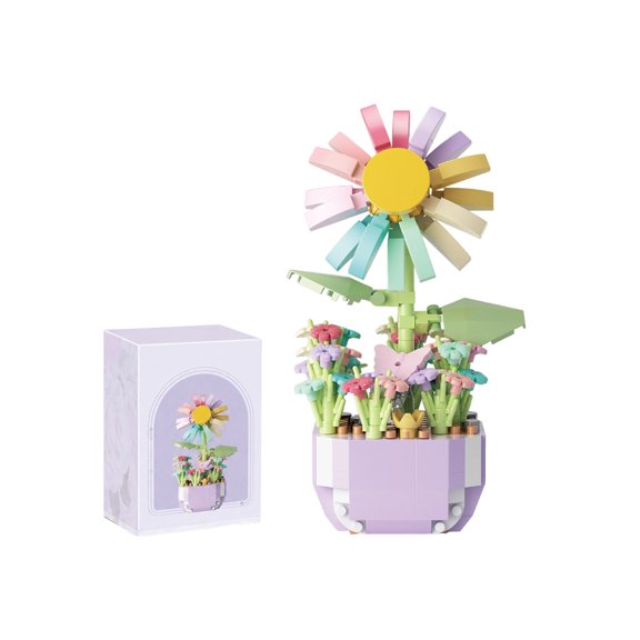 Mini Flowers Building Block Set, Mini Building Blocks, Flower Building Set, Building Block Flowerpot, Mini Bricks Building Sets, Party Favors for Adult and Teen(Rainbow Daisy 360pcs)