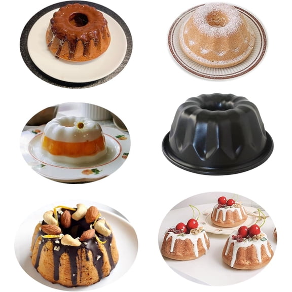 Mini Fluted Cake Pan for Baking 11CM, Nonstick Metal Fluted Cake Pan, Carbon Steel Samll Pound Mold for Cupcake, Muffin, Brownie, Kugelhopf, Jello -1pcs