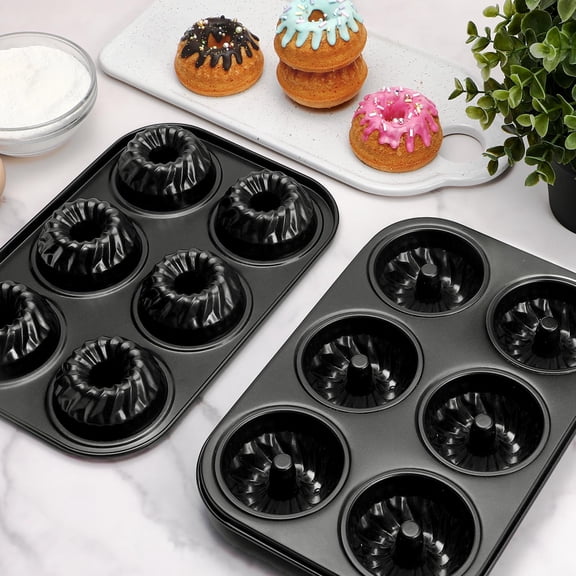Mini Fluted Cake Pan Set 6-Cavity Non-Stick 2.8 Inch Carbon Steel