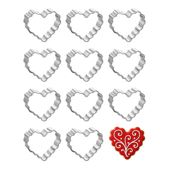 Mini Fluted Heart Dozen Cookie Cutters 1.5 inches/each V1014-W12 - The Cookie Cutter Shop - Tin Plate Steel