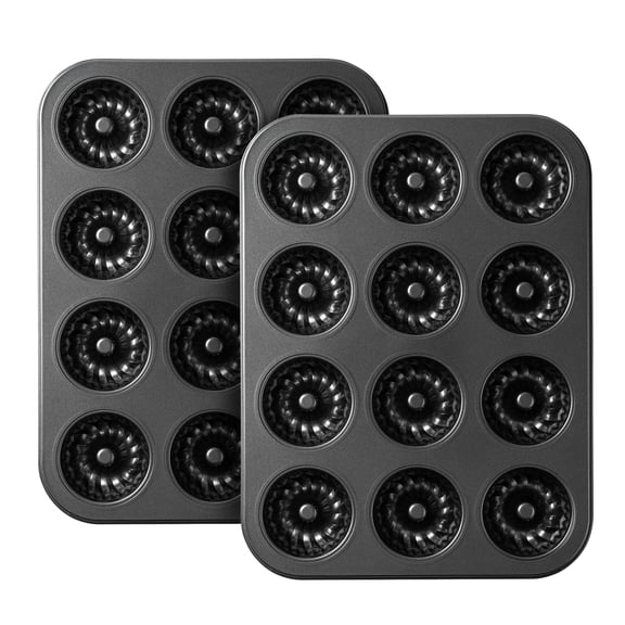 Mini Fluted Tube Cake Pan 12 Cavity Baking Non-stick Mold For Cupcakes Donuts Cornbread Brownies Jellies Set Of 2