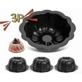 thumbnail image 1 of Mini Fluted Tube Pan, 4.5Inch Carbon Steel Mini Cake Molds, Nonstick Reusable Oven Baking Mold for Cupcake, Bread, Bavarois, Brownie (3Pcs), 1 of 7