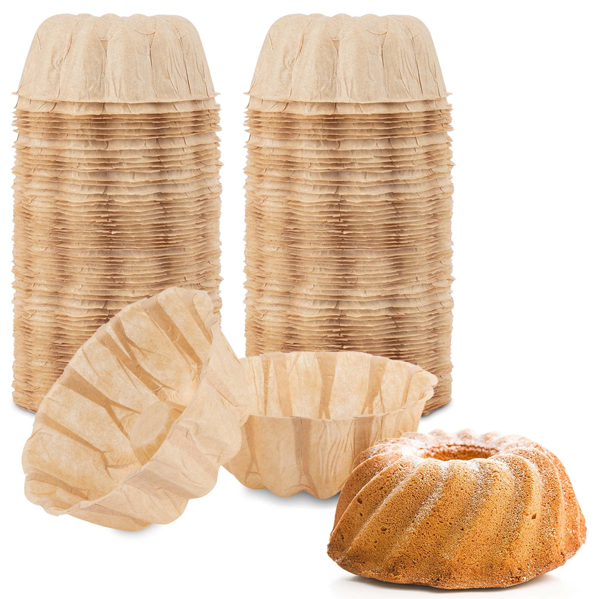 Mini Fluted Tube Pan Liner for Baking (25 Pack) Disposable Paper Cake Pan Liners for Baking