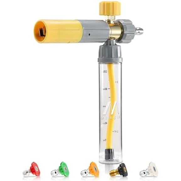 Mini Foam Cannon, Pressure Washer Foam Cannon with 5 Nozzle Tips, 1/4" Quick Connect for Car Wash, Patio, Deck Cleaning$$Tools