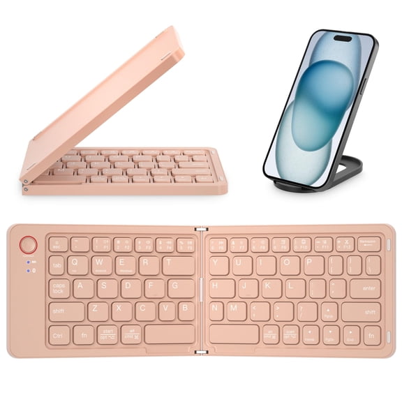 Mini Foldable Bluetooth Keyboard - Portable Wireless Full Size Keyboard (Sync Up to 3 Devices), Ultra-Slim Aluminum Travel Folding Keyboards for iPhone iPad Mac Android Windows iOS (Green)