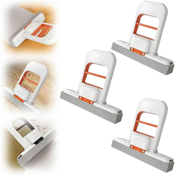 Mini Foldable Desktop Mop, 2026 New Portable Self-Squeeze Sponge Mop Wet and Dry Use, Folding Compact Mini Mop for Bathroom Kitchen Desktop Glass Car Small Spaces Travel Home Use (Orange, 3pcs)