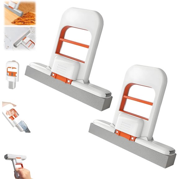 Mini Foldable Desktop Mop,Mini Portable Self-Adhesive Mop,Wet and Dry Portable Cleaning Sponge Mop,Self Squeezing Mini Sponge Mop (Orange-1PC)