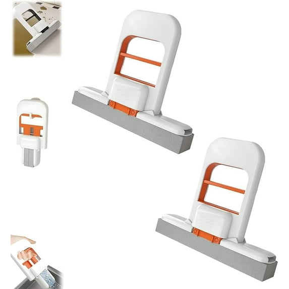 Mini Foldable Desktop Mop,Mini Sponge Mop,Wet and Dry Use Cleaning System, Mini Portable Mop -Self Squeezing Wet DryMop,Mini Cleaning Sponge Mop (Orange-2pcs)