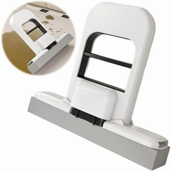 Mini Foldable Desktop Mop, Portable Cleaning Sponge Mop for Bathroom, Kitchen, Countertops, Glass, Tile - Wet/Dry Use with Deep Grooves, One-Hand Squeeze Handle & Replaceable Head (3PCS Orange)