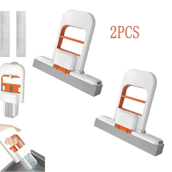 Mini Foldable Desktop Mop, Portable Mini Cleaning Sponge Mop, 2025 Self-Squeeze Sponge Cleaning Tool, Wet and Dry Use Cleaning System Small Cotton Mop for Bathroom, Kitchen, Desktop