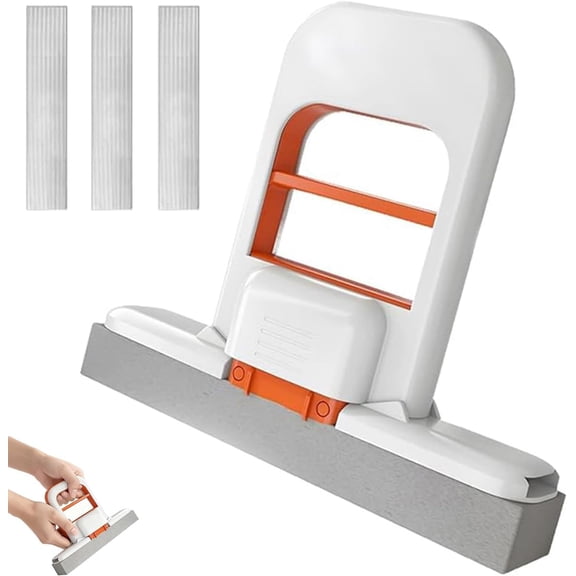 Mini Foldable Desktop Mop  Portable Sponge Mop for Small Spaces, Hand Mop for Bathroom, Kitchen, Countertops & Tile  Wet/Dry Use with Deep Grooves & Replaceable Head