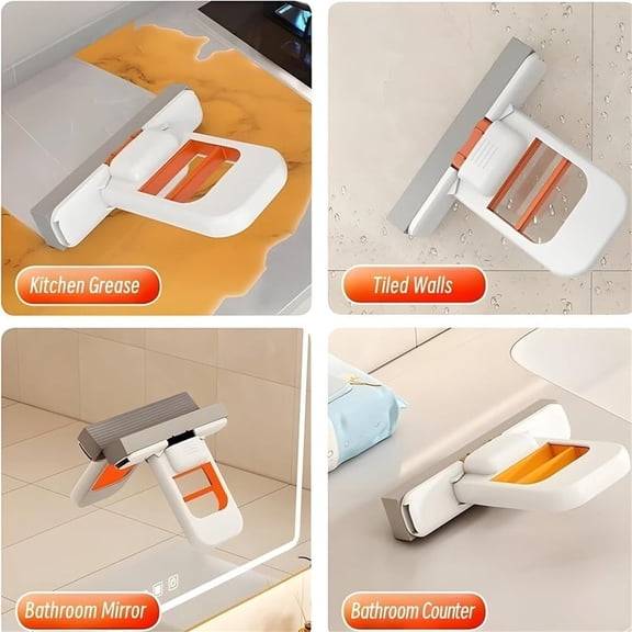 Mini Foldable Desktop Mop, Self-Squeeze Sponge Cleaning Tool for Kitchen Counter, Bathroom & Glass, Wet and Dry Use, Compact Handheld Mop spring cleaning essentials