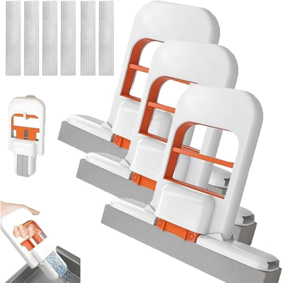 Mini Foldable Desktop Mop, Self-Squeeze Sponge Cleaning Tool, Portable Mini Cleaning Mop, Wet and Dry Use Cleaning System, for Bathroom, Kitchen, Desktop, Glass, Living Room, Car