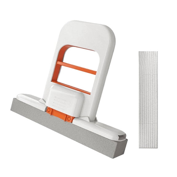 for Mini Foldable Desktop Mop With Self-Squeezing Sponge, Portable Cleaning Tool For Wood Tile Laminate Floors, Compact One-Hand Operation For Home Office, Orange(Orange)