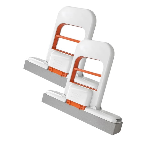 Mini Foldable Desktop Mop for Small Spaces, Mini Mop Portable Self-Squeeze Small Sponge Mop Wet and Dry Use Cleaning System for Bathroom, Kitchen, Desktop, Glass, Living Room, Car (Orange)