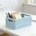 thumbnail image 1 of Mini Foldable Plastic Baskets - with Handle for Organizing Small Storage Container Box Caddy, Desk Drawer Organizer - Great for Home, Office and Classroom - Blue, 1 of 7