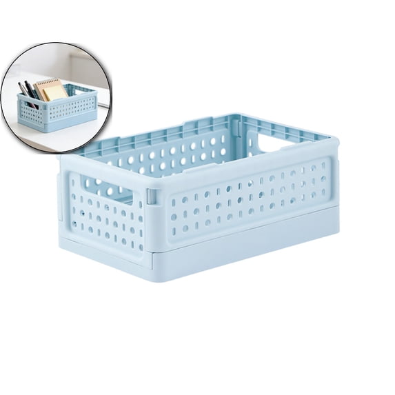 Mini Foldable Plastic Baskets for Organizing and Storage, Collapsible Storage Crate for Home Kitchen Bedroom Bathroom Office (1.8x7.8x4.7 in)
