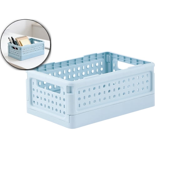 Mini Foldable Plastic Baskets for Organizing and Storage, Collapsible Storage Crate for Home Kitchen Bedroom Bathroom Office (1.8x7.8x4.7 in)