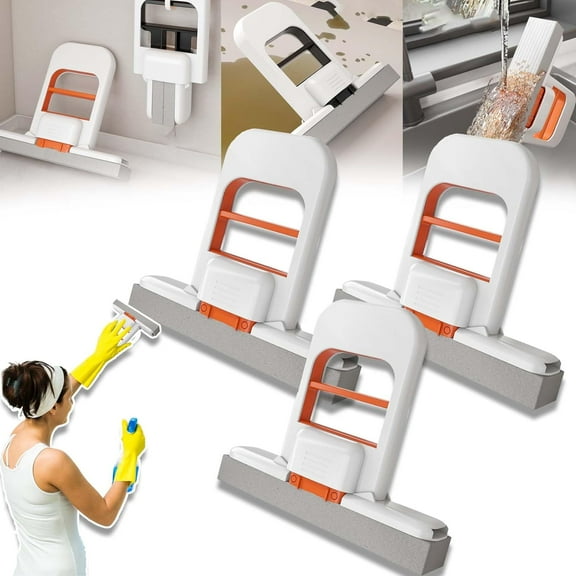 Mini Foldable Portable Desktop Mop,Wet and Dry Use Cleaning System,Small Spaces  Self-Squeeze Mops for Bathroom, Kitchen, Desktop, Glass, Living Room, Car