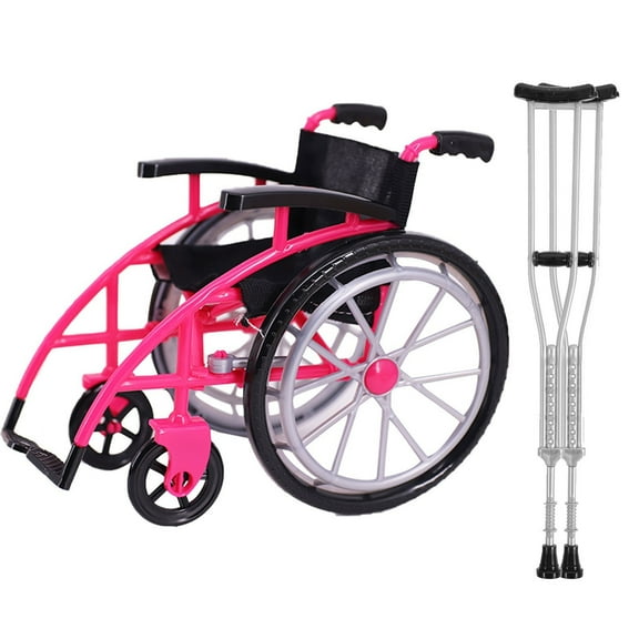 Mini Foldable Rehabilitation Wheelchair, Simulation Role-Playing Toy For Kids, Pink Doll Accessory For Pretend Play, Free Size, 1 Piece, 0.3Lb Weight