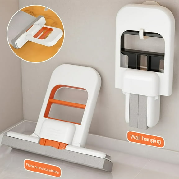 Mini Foldable Sponge Mop with Quick-Press Self-Wringing – Portable Wet & Dry Cleaner for Tiles, Glass, Countertops, Bathroom & Kitchen Surfaces