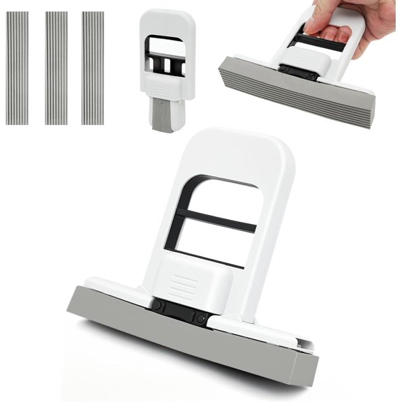 Mini Foldable Wet Dry Use Squeeze Small Mop, Mini Mop for Small Spaces, Black Portable Cleaning Sponge Mops for Desktop, Kitchen, Counter, Glass, Tile