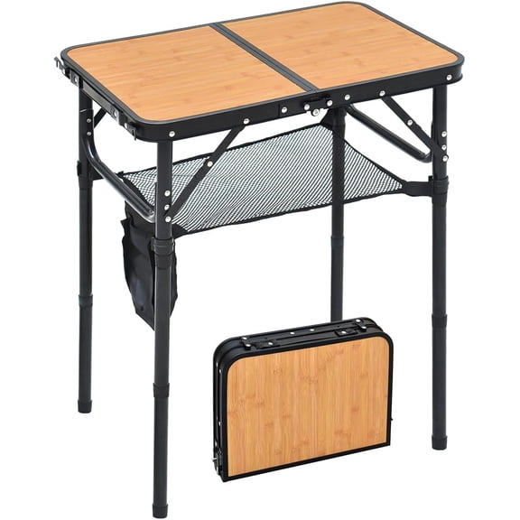Mini Folding Camping Table - 2ft RV Space-Saving Table& /Learning Desk, Anti-Stain Desktop for Outdoor Glamping/Picnic/Patio & Indoor Decor (Retro )