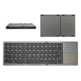 thumbnail image 1 of Mini Folding Keyboard with Touchpad - Wireless Portable Bluetooth Keyboard for Android, iOS, Tablet, Smartphone - 63 Keys, Built-in Rechargeable Battery, 3-Fold Design, 1 of 8