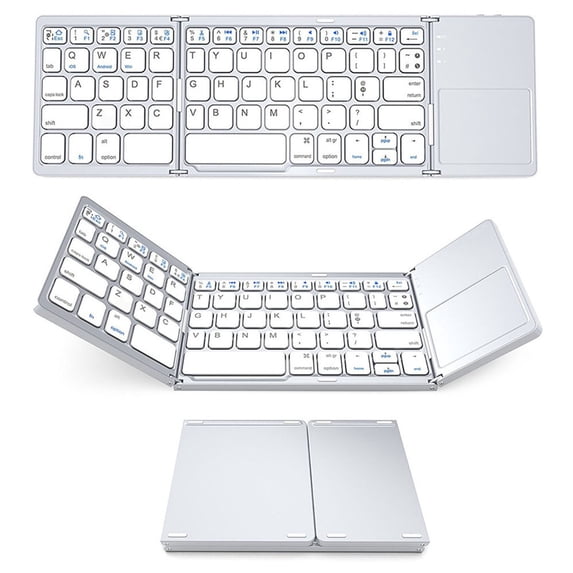 Mini Folding Keyboard Wireless Portable Universal Foldable Keyboard With Touchpad For Android/IOS/Tablet Compact Form Factor, Tactile Switch With Ergonomic Vertical feel