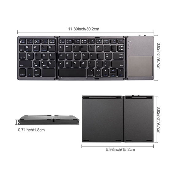 Mini Folding Keyboard, Wireless Portable Universal Foldable Keyboard with Touchpad for Android/iOS/Tablet