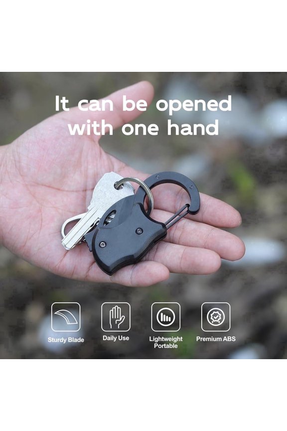 iooHug Mini Folding Outdoor Utility Tool with Carabiner Clip, Lightweight Edc Keychain Tool, Portable Multi-Tool for Camping Hiking Travel