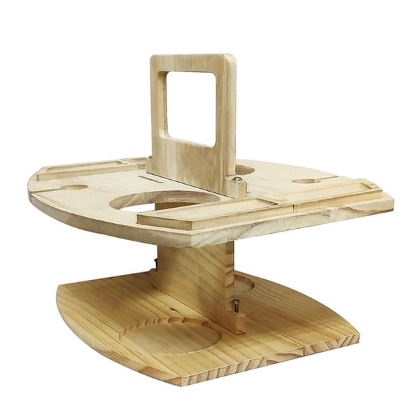 Mini Folding Picnic Table with Glass Holder Wine Rack Handle Wooden Fruit Desk
