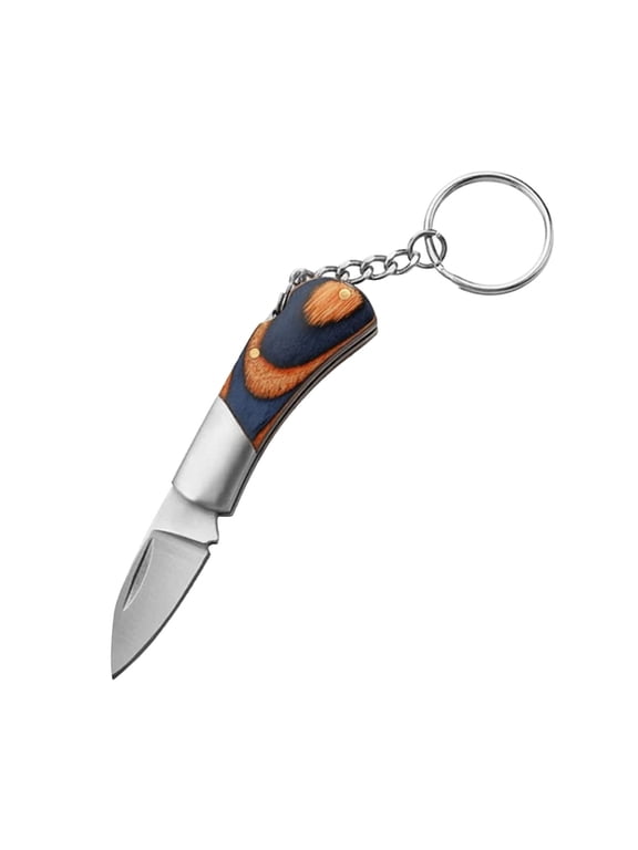 Mini Folding Pocket Knife with Color Wood Handle, 440C Stainless Steel Sharp Blade Keychain Utility Knife for Camping Hiking Outdoor Daily Cutting Tool Gift for Men Dad