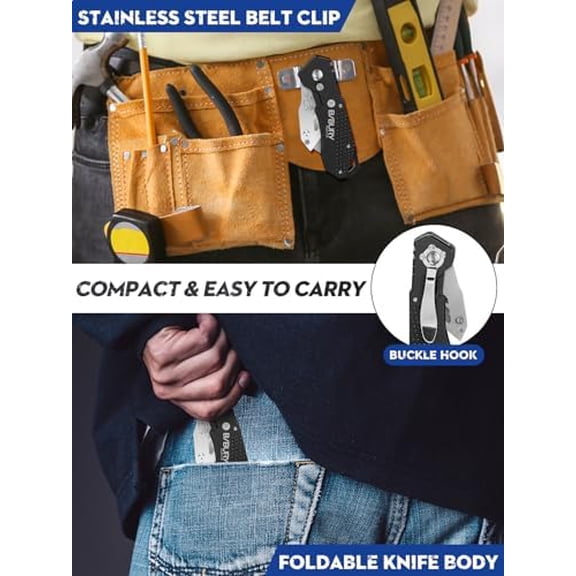 Mini Folding Pocket Knife, Stainless Steel Drop Point Blade - EDC Multi-tool with Bottle Opener and Glass Breaker