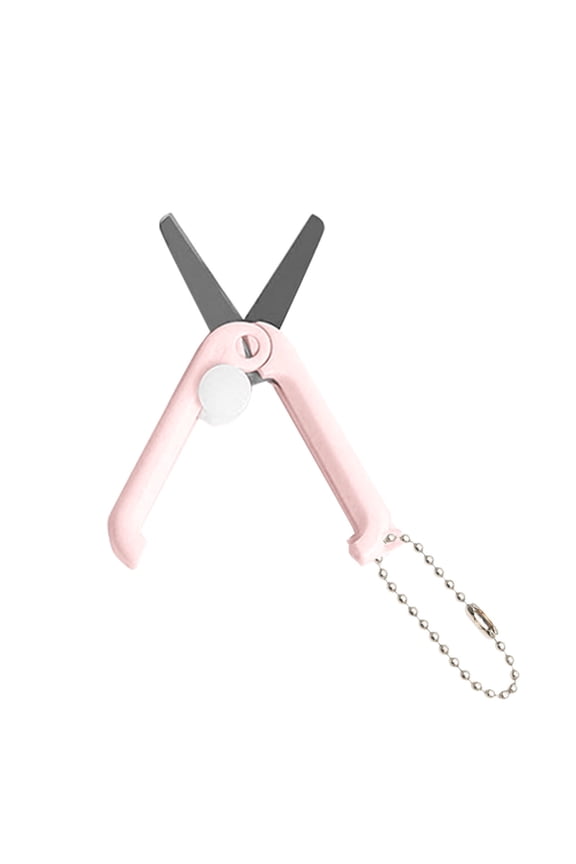 Mini Folding Scissors 2.5-Inch, Portable Keychain Telescopic Small Scissors for Crafting Scrapbooking, Retractable teen Shears with Round Edge Safety, Travel Pocket Tool, 1 Pair of Scissors